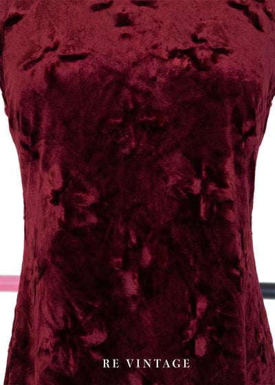 Red Wine 壓印絨布小花迷你洋裝8