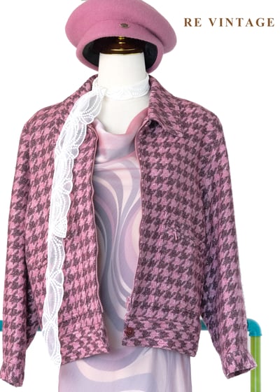 叛逆甜心 - 粉紅千鳥格毛呢拉鍊外套6