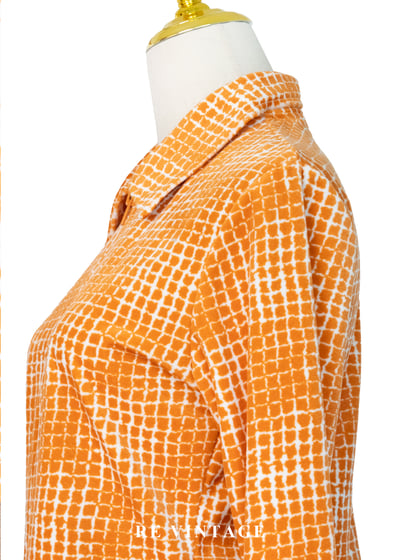 溫潤橘子細密方格紋絨布上衣6