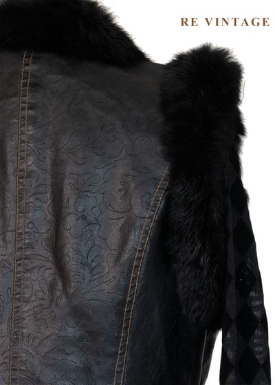 細緻壓花皮革毛毛背心13