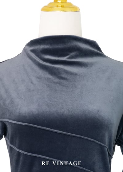 縫線邊界藍灰色絨布上衣3