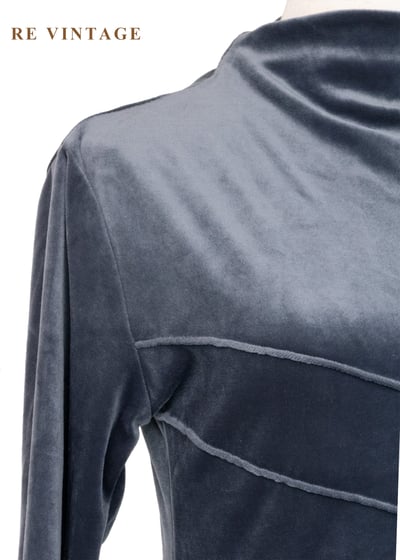 縫線邊界藍灰色絨布上衣5