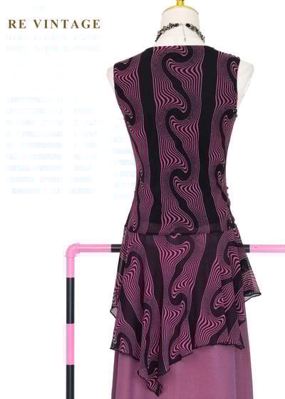 粉紅噪聲 - 迷幻波紋長版背心9