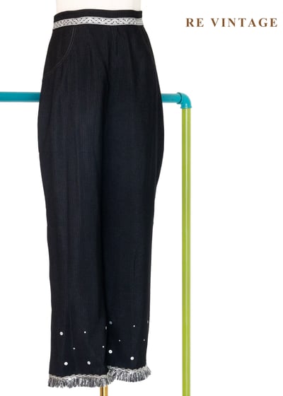 銀光軌跡閃亮流蘇七分褲(26")1