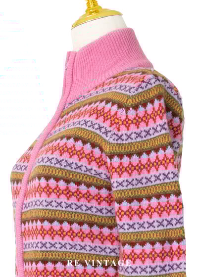 Fair Isle 圖騰霧粉色針織外套9