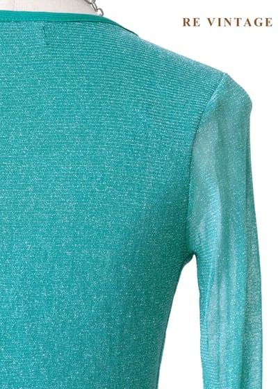 極光藍綠色閃亮貼身長袖上衣8