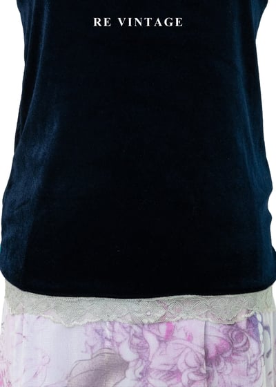 深藍蕾絲刺繡絨布細肩帶背心4