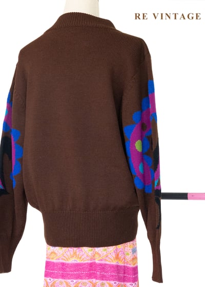 摩登普普抽象圖騰牛奶棕針織毛衣11