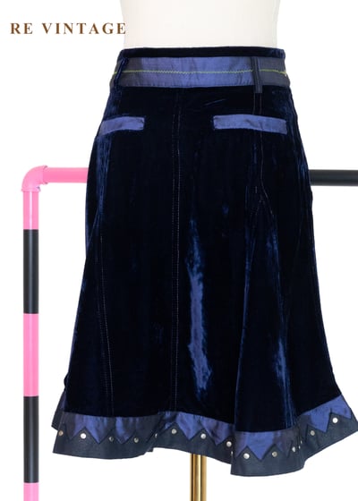 藍絨星光鉚釘短裙（27"）8