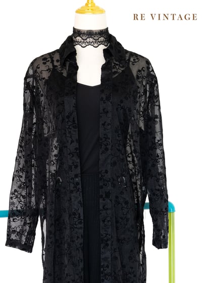 韓國製 - Dark Night 小花魔女長版襯衫罩衫7