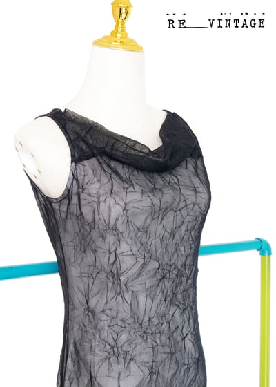 Crinkled 網紗蜘蛛網中長洋裝5