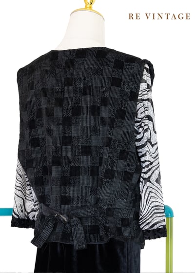 黑灰色格紋燈芯絨背心8