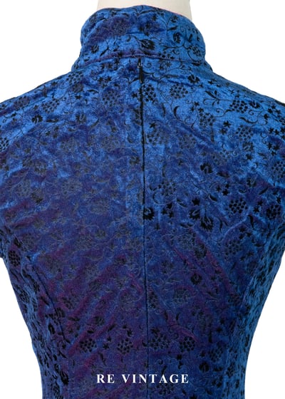 夜藍錦書紫蘭紅光迷你洋裝13