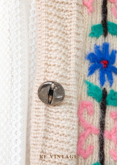 奶油白小花綻放毛料針織毛衣外套7