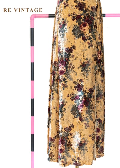 酒紅玫瑰琥珀滿版繁花絨布長洋裝4