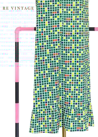 夏日跳格子荷葉裙擺洋裝4