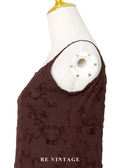 紅棕古典蔓藤細肩帶長洋裝8