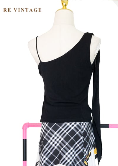 夜色交響曲 - 立體花卉不對稱細肩帶背心9