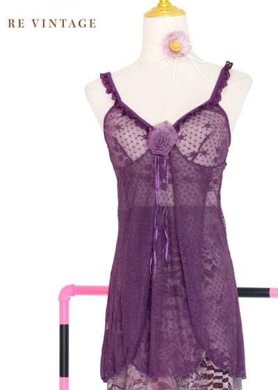 紫夜玫瑰透膚蕾絲背心1