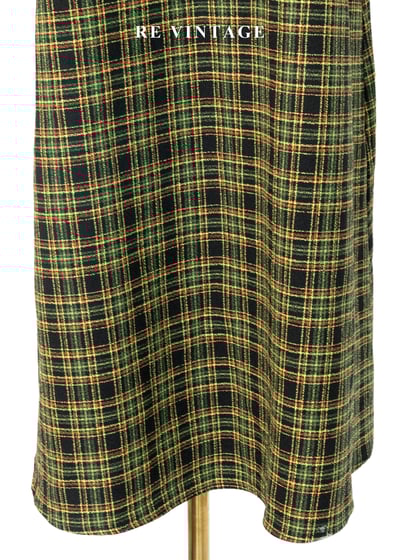 檸檬橄欖綠格紋銀骨頭吊帶長洋裝4