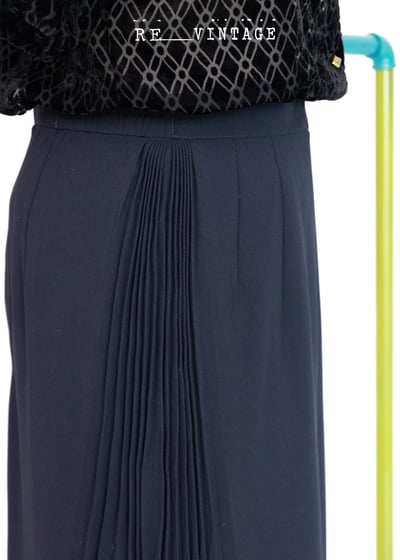 千層百褶氣質深藍色中長裙3