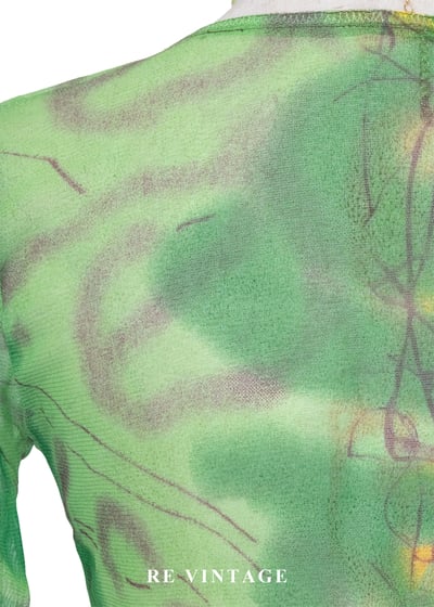 綠風迴旋筆觸網紗上衣12