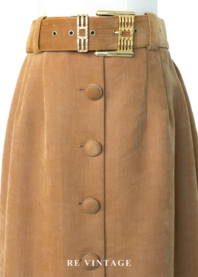 焦糖色澤高腰排釦美裙（26-29"）3