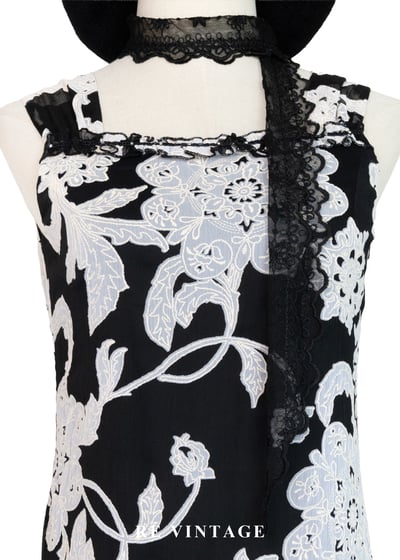 復古大花黑白氣質洋裝9