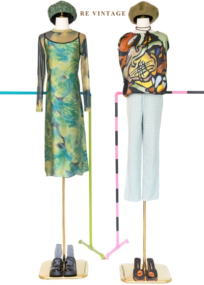 必備單品 - 藍綠色格紋長褲（28"）2