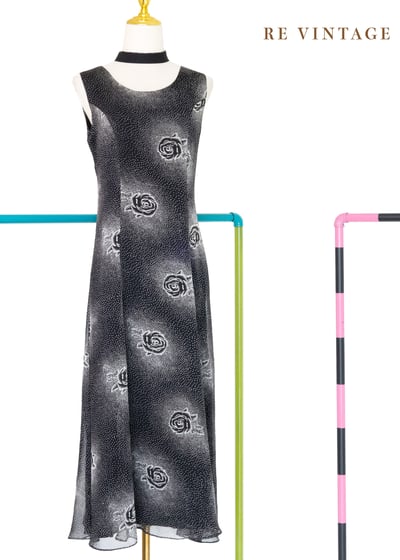 神秘黑玫瑰雪紡長洋裝1