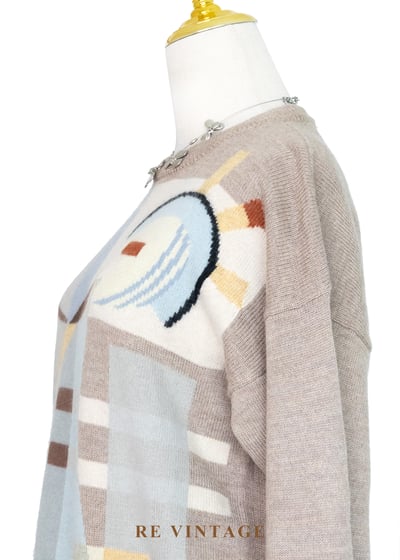 莫蘭迪抽象拼接圖騰針織毛衣8