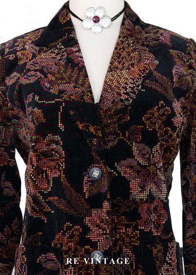 日本製 - Mosaic Garden 數位像素花朵西裝外套4