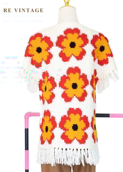 大紅花嬉皮白日夢像素針織上衣7