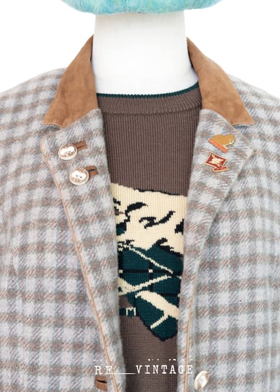 淺棕灰色泰迪熊格子西裝外套3