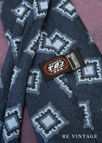 深藍夜空幾何方塊領帶6