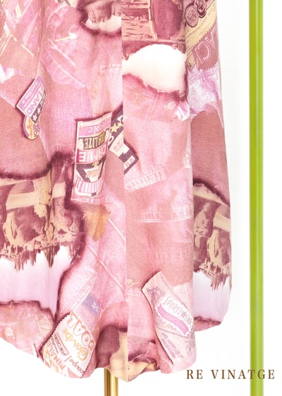 粉粉紅棉質仿牛仔拼接圖紋長裙（27")4