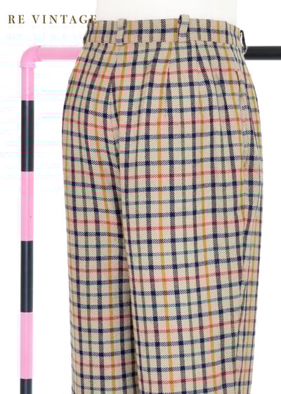 高腰毛料彩色格紋長褲（26"）7