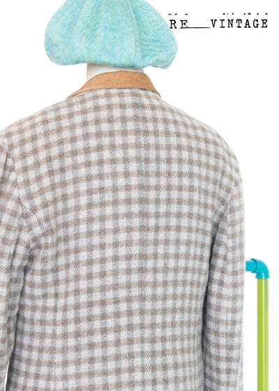 淺棕灰色泰迪熊格子西裝外套8
