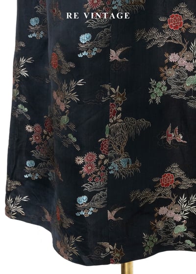 古典松鶴花卉緹花光澤長裙（28"）10