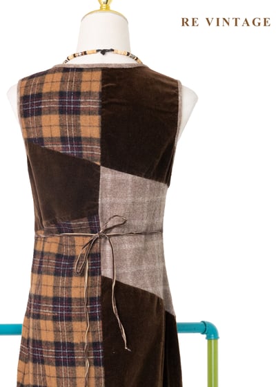 Brown patchwork 毛呢洋裝12