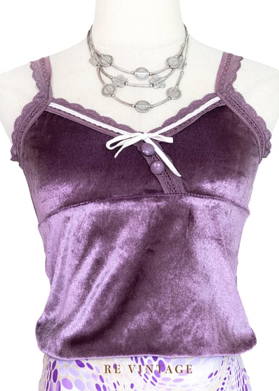 糖漬葡萄色絨布細肩帶背心3