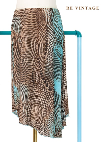 蛇紋錯位美感 - 湖水藍幻象及膝裙（24-29"）1