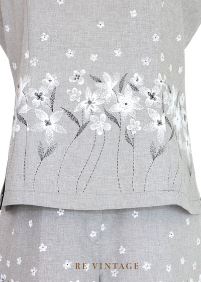 套裝背心 - 日系花卉霧灰小花背心13