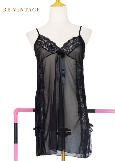 黑系蕾絲網紗透膚細肩帶背心8