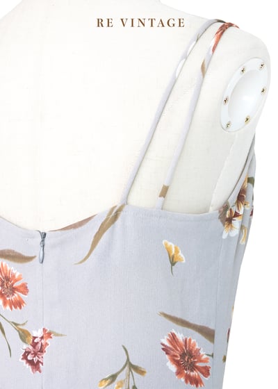 石灰色橘花盛開細肩帶洋裝13