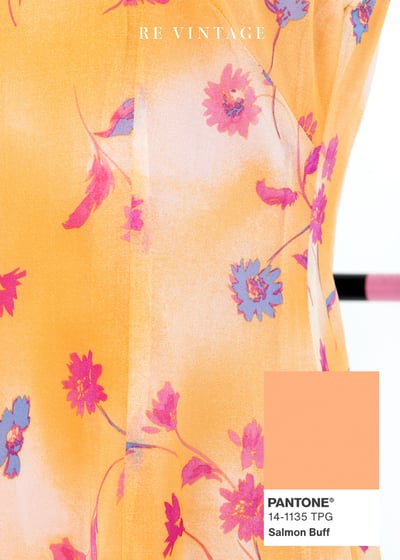 粉橘色の桃紅小花夏日洋裝10