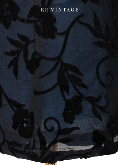 藍色黑花夢語旗袍領迷你洋裝11