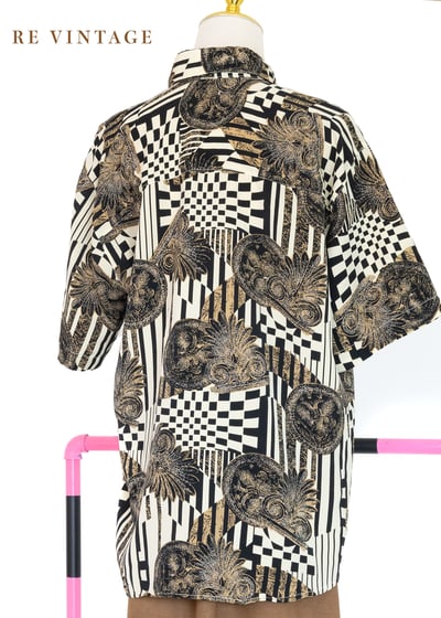 復古迷宮棋盤格短袖襯衫8