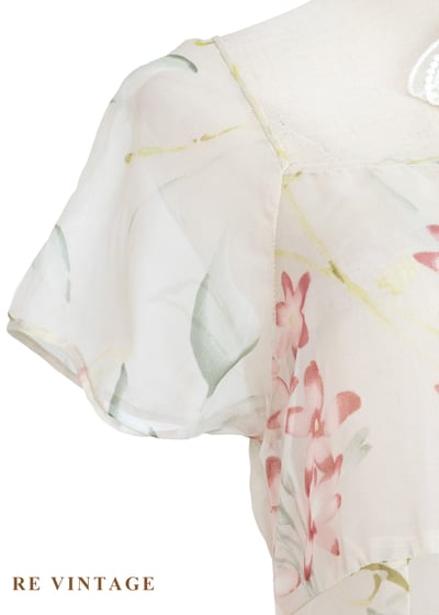 田園碎花方領透膚花卉長洋裝5