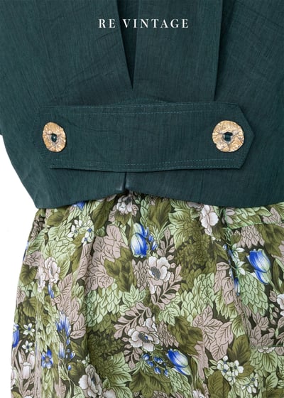 復古精緻墨綠色金釦短版上衣/罩衫11